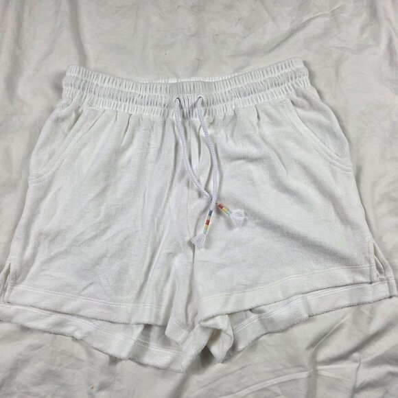 Travis Mathew Back In The Sun Baby Womens Medium White Terry Shorts Casual Walk - Picture 1 of 10